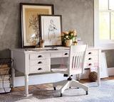 美式乡村实木整装现代简约写字台 欧式复古书桌办公桌小户型家具
