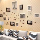 创意黑白实木照片墙 卧室相片墙 客厅相框墙简约现代挂框组合包邮