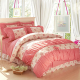 纯棉床上四件套全棉1.8 2.0m床裙式粉色公主风韩式韩版田园床单