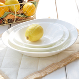 纯白骨瓷椭圆碗盘子餐具瓷器深汤碗盘6.5/7.5/9.5英寸异形饭面碗