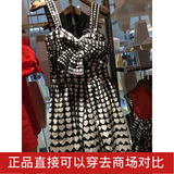 2016FFIVEE新女夏装纯棉印花PLUSS图案镂空吊带连衣裙2HL2082430