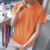 夏季韩版宽松圆领男T恤短袖潮流纯色体恤衫男学生半袖纯白T桖上衣