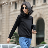 Amii卫衣女套头 长袖立领2016春秋新款 韩版时尚宽松显瘦高领外套