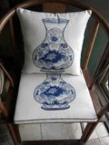 中式古典家具罗汉床垫子沙发垫飘窗垫麻布印花椅垫子坐垫抱枕靠垫