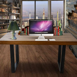 loft实木单人办公桌椅组合工作办公室复古电脑桌家用长方形书桌子