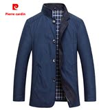 皮尔卡丹中年男装2016春季商务男士立领夹克中长款休闲修身外套男