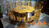 XY261香樟木餐桌椅/实木香樟木餐桌1.8米带转盘12人餐桌椅组合