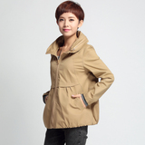 2015新款秋季中年女装短外套韩版宽松纯色休闲夹克衫女加肥加大码