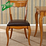 软包实木餐椅 现代咖啡色靠背椅子酒店餐厅餐桌椅橡木凳子