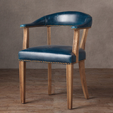 美式椅子 法式别墅餐椅 实木扶手椅子 特价宜家椅子 出口皮革餐椅