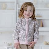 欧美专柜新款女宝宝立领豹纹印花外套 女童摇粒绒夹克上衣1-6岁