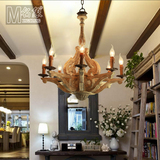 北欧式美式乡村复古吊灯loft创意法式巴洛克木头雕刻咖啡馆餐厅灯
