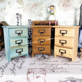 美式木质桌面收纳盒实木复古小柜子多层抽屉整理盒创意木质工艺品