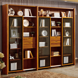 简约现代中式实木书柜书架自由组合二门三门移门书橱中式文件柜