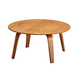 现代设计师伊姆斯原木圆形简约弯曲木茶几休闲咖啡洽谈客厅边几桌