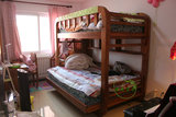 儿童床上下床高低床子母床 纯实木上下铺学生床中式床老榆木双人