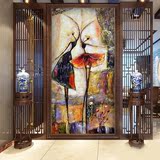 术油画芭蕾舞女孩浮雕壁纸定制走廊玄关壁画客厅欧式3d立体抽象艺