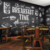 咖啡馆甜品店西餐厅背景墙纸欧美复古怀旧壁纸蛋糕涂鸦3D壁画