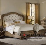 特价美式乡村实木床 布艺床 欧式橡木仿古做旧双人床 1.8米结婚床