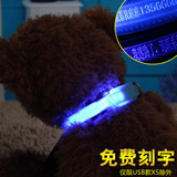 LED发光宠物项圈脖圈泰迪金毛狗狗夜光项圈荧光USB充电刻字身份牌