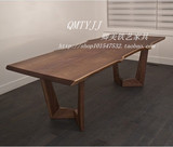 北欧宜家原木餐桌自然边工作桌设计师全木书桌纯木办公桌咖啡桌