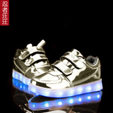 儿童2016LED发光鞋USB充电带灯运动鞋男童灯鞋女童夜光板鞋童鞋