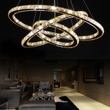 水晶餐厅吊灯三头现代简约led客厅灯 创意个性圆形卧室灯具灯饰