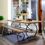 美式loft复古铁艺实木餐桌 创意个性咖啡厅桌椅 酒吧西餐厅餐桌椅