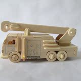 火儿童男孩手工组装仿真汽车模型小玩具摆件拼装124mini木质消防