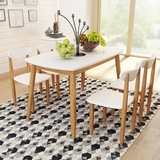 北欧实木餐桌 现代宜家简约餐桌椅组合 白色长方形橡木桌简欧饭桌
