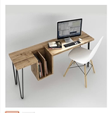 创意铁艺实木电脑桌个性宜家台式loft办公书桌美式复古老板桌