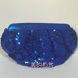 正品 欧莱雅专柜最新赠品 妆包蓝色亮片化妆包 晚装包 手拿包