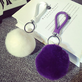 韩国潮款 可爱獭兔毛球编织皮带汽车钥匙扣包包挂件挂饰 创意礼品