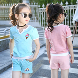 女童运动套装2016新款韩国童装大童女装夏装儿童短袖短裤两件套潮