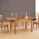 实木餐桌椅组合 橡木伸缩餐台椅子 长方形饭桌凳子 拆装家具 桌子