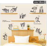儿童房宿舍卧室幼儿园墙壁贴画厨房橱柜装饰卡通墙贴纸可爱起司猫
