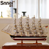 木质帆船模型摆件商务礼品 地中海仿真实木船 一帆风顺手工艺船