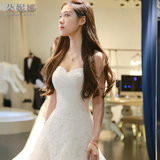朵妮娜韩式婚纱礼服2016新款新娘结婚修身鱼尾婚纱简约抹胸拖尾夏