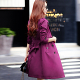 风衣女2016春秋装新款韩版修身中长款双排扣风衣气质大码女装外套