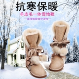 TGSUGG冬季羊 皮毛一体雪地靴女高筒靴蝴蝶结保暖鞋 tgαugg 5818