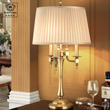 全铜欧式客厅台灯美式书房卧室水晶纯铜台灯复古床头灯具铜灯包邮