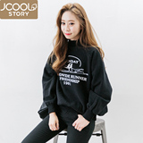 jcoolstory韩国2016春装新款跑步1981韩版外套学生圆领卫衣加绒女