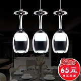 现代三头创意个性餐厅灯艺术酒杯LED水晶吊灯 吧台酒吧饭厅餐吊灯