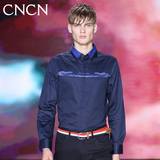 CNCN青年装男装秋季长袖男士修身男装商务休闲方领衬衣常规衬衫