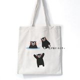 熊本熊 Kumamon 日系 文艺复古简约单肩帆布包 斜跨 环保购物袋