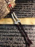 经典复刻老款复古佛教藏式计数器花纯银念珠 咖啡绳红线 可定制