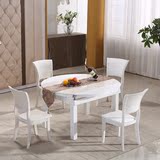 组合两用饭桌大理石餐桌实木餐桌可伸缩白色烤漆折叠桌圆桌餐桌椅