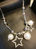 波西米亚时尚新款镂空星星人造珍珠款个性简约百搭简约项链女