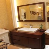 中式橡木浴室柜组合 实木卫浴柜落地卫生间洗手洗脸盆台盆柜定做