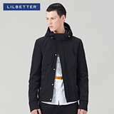 Lilbetter男士黑色夹克 工装青年修身秋装立领连帽外衣潮牌外套男
